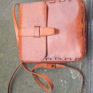 Vintage Leather Map Case Messenger Bag